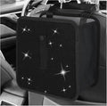 Car Foldable Trash Can, Bling Rhinestone Oxford Garbage Container Hanging Waterproof Organizer, Mini Crystal Dustbin Waste Basket Leakproof Trash Bin for Car Office Kitchen (Black)