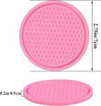 4 Pack Car Coasters, 2.75inch Universal Non-Slip Car Cup Holder Coaster for Car, PVC Cup Pad Mat Car Coasters for Cup Holders for Women (Pink)