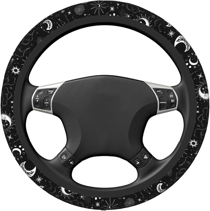Sun Pattern Steering Wheel Cover Non-Slip Auto Steering Wheel Protector Car Accessories Universal Fit 15 Inches for Men Women