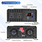 3000 watt Power Inverter Pure sine Wave 3000W 12v to 110v for car Vehicles Truck Camping Solar Panel Power Converter with Clamps and Remote car Power inverters 3000W