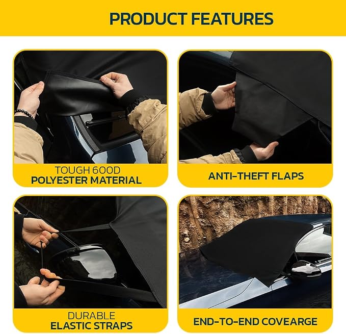 Seal Skin Covers Windshield Cover for Ice and Snow, 600D Oxford Fabric, All Weather Waterproof Snow Cover for car, Winter Accessories for Sedan, SUV & Trucks (43" x 74")