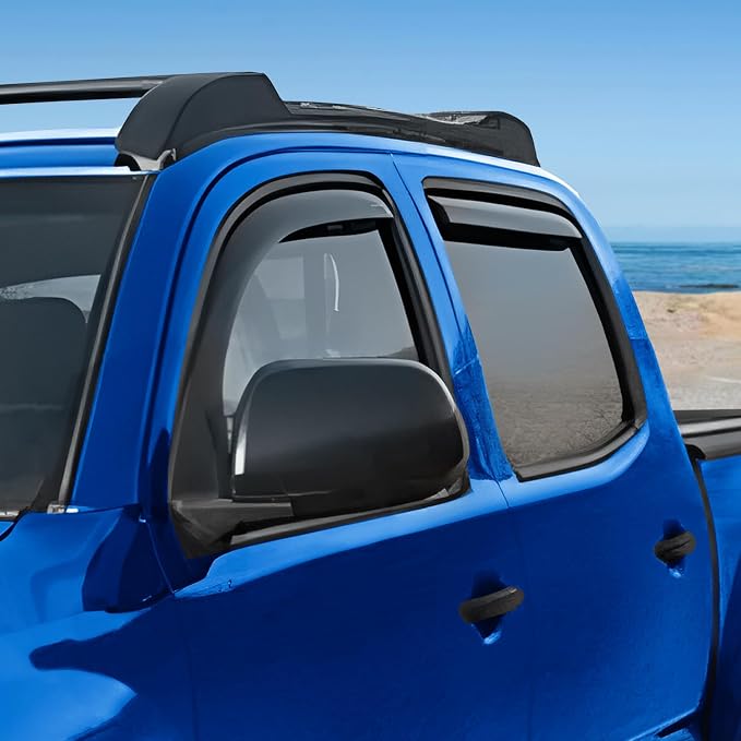 Goodyear Shatterproof in-Channel Window Deflectors for Toyota Tacoma 2005-2015 Double Cab, Rain Guards, Window Visors for Cars, Vent Deflector, Car Accessories, 4 pcs - GY008507