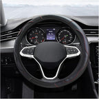 Car Steering Wheel Cover, 15 Inch Carbon Fiber Leather Elastic Steering Wheel Protector, Anti-Slip, Breathable & Soft Car Interior Accessories Universal for Most Cars, Men & Women (Black)