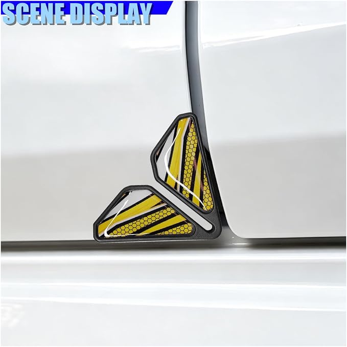 Craedli 2PCS Sport Style Car Door Edge Protector, Anti-Collision Automotive Door Corner Guards, Universal Self-Adhesive Vehicle Exterior Decoration Accessories for Car, Truck, SUV (Yellow)