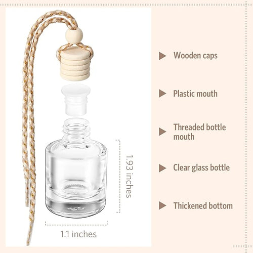 100 Pcs Car Air Fresheners Diffuser with Wooden Cap Empty Aromatherapy Diffuser Clear Fragrance Holder Pendant Hanging Perfume Fresheners Bottles for Car Decor(Classic,Clear)