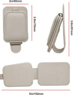 2 Pack Leather Car Sunglass Holder, Magnetic Leather Glasses Eyeglass Hanger Clip for Car, Sunglass Clip Glasses Holder for Car Visor-Beige