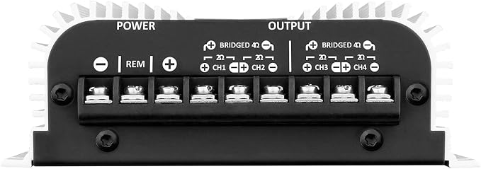 TS 400x4 400 watts RMS 4 Channels Full Range Car Audio Amplifier, 2 Bridged Channels, RCA Input Class D, Output Power, Multichannel Amplifier System, Small - TS400X4