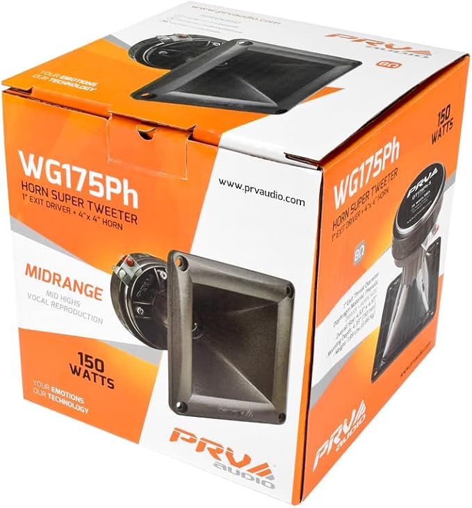WG175Ph 1" Exit Compression Driver, 150 Watts Program Power, High Frequency, 108dB Tweeter Driver + Horn Combo - Horn Driver Car Audio