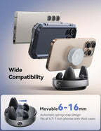 Car Phone Holder, [Adjustable Spring Design] Dashboard Cell Phone Holder Compatible with Popsocket, 360°Rotatable & Vertical 30°Adjustable Mount for Car, Silver