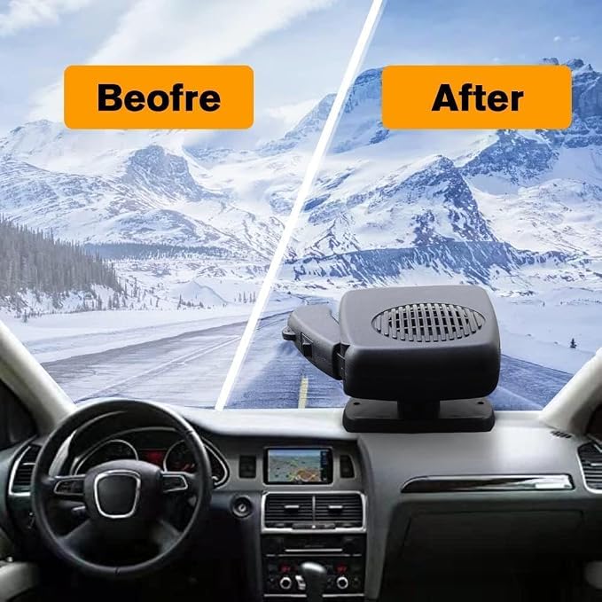 Portable 12V 150W Car Cooler Heater Fan, Plug-in Cigarette Lighter 2-in-1 Cooling & Heating Auto Fan, Summer Rapid Vehicle Interior Cool Down, Winter Windshield Defroster Defogger