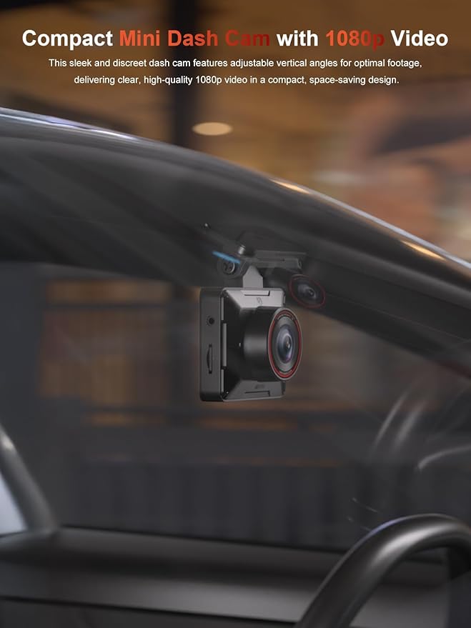 P1 Mini Dash Cam – Super Compact Front Dash Camera for Cars, 1080P Full HD, Easy App Control, Clear Night Vision, Loop Recording & 24H Parking Mode, G-Sensor, No Card Included