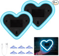 Upgrade Car Light LED Ambient Lights Heart Solar Lights Solar-Powered Heart-Shaped Neon Lights for Car Window Decorative 5 Modes Interior Outdoor Decor (Ice Blue)