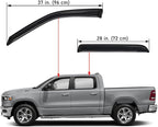 WV94109 Extra Durable Outside-Mount Car Window Visors Rain Guards, Fit 2009-2018 Dodge Ram 1500 Crew Cab, 2010-2026 Ram 2500 & 3500 Crew Cab/Mega Cab, 2019-2024 Ram 1500 Classic Crew Cab, Smoke, 4-Pcs
