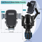 3-in-1 Car Cup Holder Expander with Adjustable Phone Mount – Universal Spill-Proof Bottle Holder & 360° Rotating Phone Stand for Large Drinks and Smartphones up to 4.1 Inches