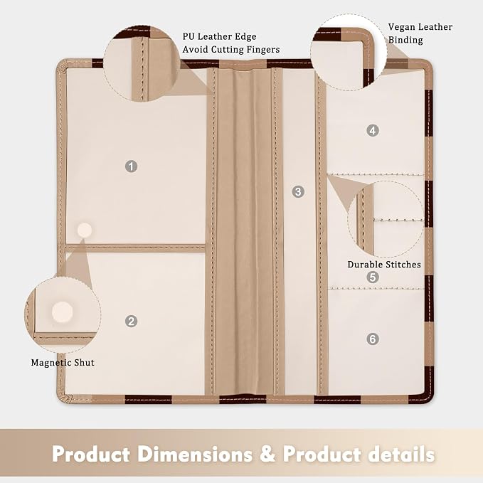 Car Registration and Insurance Holder, with Magnetic Closure for License, Cards and Documents, All Vehicle Needs and Car Accessories (Plaid-Brown)