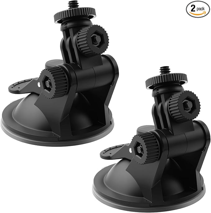 Dash Cam Suction Cup Camera Mount for Car, 360 Adjustable Dash Cam Suction Cup Mount with Strong Suctions, Portable Car Dashcam Mounts for Cars Dashcam, GPS, Phone Holder, 2PCS