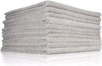 Edgeless 300 - Microfiber Detailing Towels, Perfect for Removing Polishes, Sealants, and Glaze; Great for Interior Cleaning and Dirty Jobs; 300GSM, 16in x 16in, Ice Grey (10-Pack)