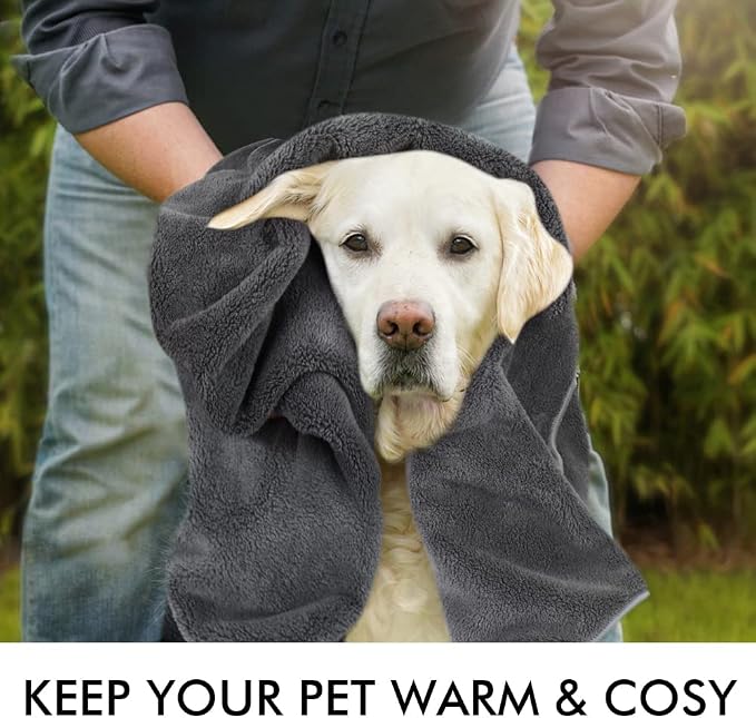 Dog Towel Super Absorbent Pet Bath Towel Microfiber Dog Drying Towel for Small, Medium, Large Dogs and Cats 30inch x 50inch Dark-Gray