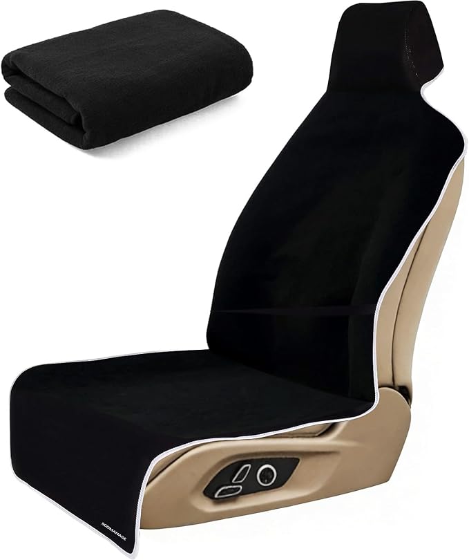 Waterproof Stain Resistant Towel Car Seat Covers，Universal Non-Slip for Gym Workout, Swimming, Beach and Workout Outdoor, Machine Washable(Black,1 Pack)