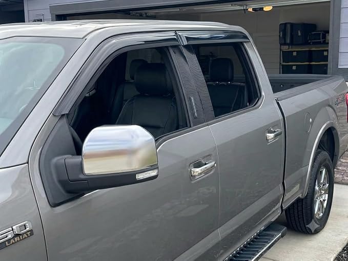 2015-2026 Tape-On Rain Guards for Ford F150 SuperCrew Side Window Deflector Visors (Crew cab only) XL XLT Lariat King Ranch Platinum Limited Lightning 2018 2019 2020 2021 2022 2023 2024 2025