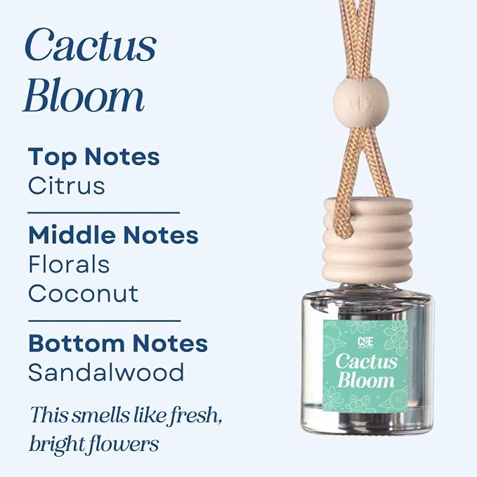 CANDECraftCo Car Air Hanging Fragrance Oil, Car Auto Freshener for Essential Oils, Scents Fragrance Aromatherapy Automobile Diffuser, Long Lasting (Cactus Bloom + Lavender Vanilla)