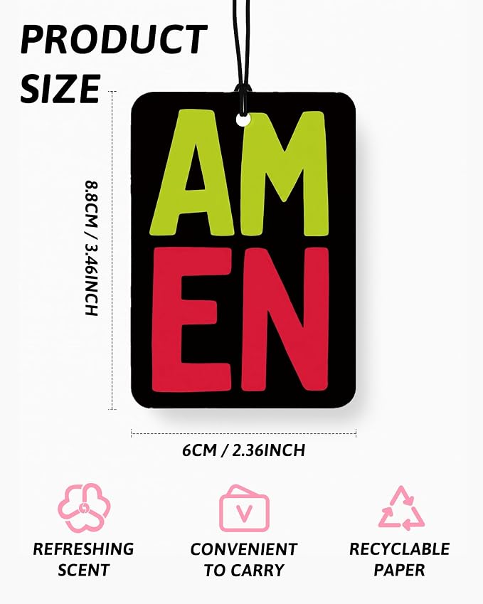 Neon Green and Grey Christian Car Air Freshener 4 Pcs for Women | Christian Jesus Car Accessories Mirror Decor, Religious Hanging Air Freshener for Cars Closet Drawer Books