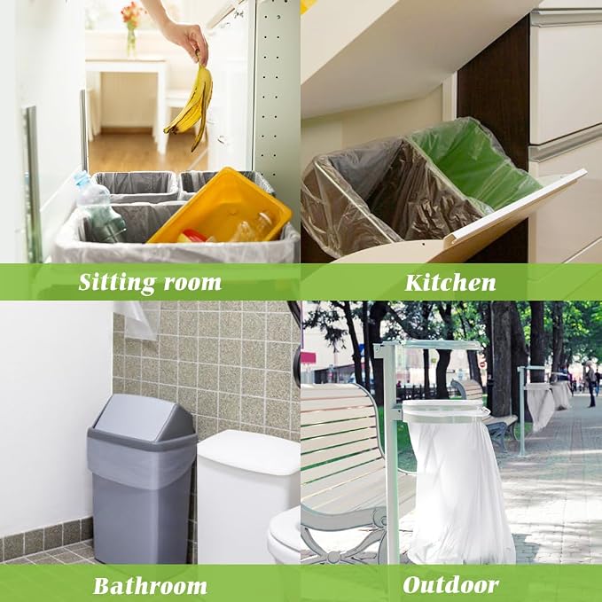 8 Gallon 70 Counts Unscented Medium Trash Bags,Fit 7,8,9,10 Gal Garbage Bags by, 30 Liter Thick Bathroom Can Bin Liners,Plastic Bags for Home Office Kitchen, Clear