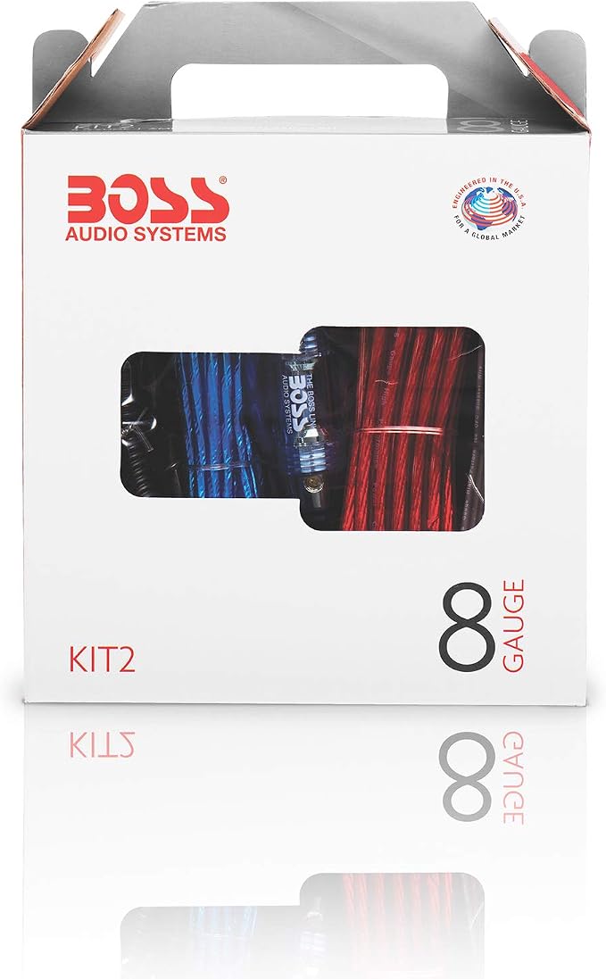 KIT2 8 Gauge Complete Car Amplifier Installation Wiring Kit with Power Cables, Ground Cables, Turn-On Wire, Speaker Wire, Terminals