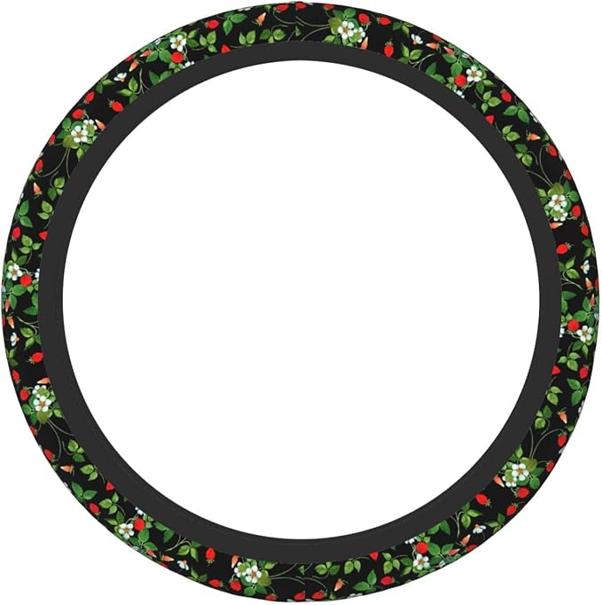Wild Strawberry Elastic Steering Wheel Cover Non-Slip Breathable Steering Wheel Protector Fit Auto, SUVs, Truck