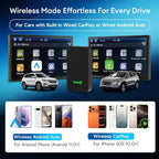 5.0 Android Auto & Wireless CarPlay Adapter,Plug & Plug, Two Channel Connection, Online Update,for Cars with OEM Android Auto & Wired CarPlay (2016-2026), 10s Auto-Connect
