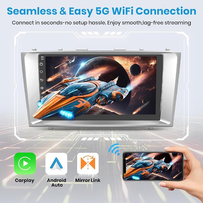 5G WiFi Car Radio Stereo for Toyota Camry 2006 2007 2008 2009 2010 2011 Wireless CarPlay Andriod Auto with SWC GPS Navigation DSP BT FM Rearview 2G RAM 32G ROM