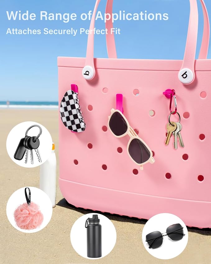 4 Pack Clear Bogg Beach Makup Bag Accessories with 3 Pack Insert Hooks for Bogg Bags, Clear Bogg Makeup Pouches Phone Holder for Bogg Bags Divider Storage Inner Compatible Pouch Travel Cosmetic Bag
