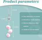 Bling Diamond Heart Car Interior Accessories, Heart & Pink Plush Ball Decor Ornament Pendant, Hanging Decoration Charm (Pink)