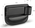 Car Seat Gap Filler Organizer, Universal Premium Leather Seat Organizer with Cup Holder, Seat Gap Storage Box with Bottle Holder, Car Leather Gap Bag Front Center Console Seat (Passenger Side)
