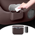 Car Trash Can, Waterproof Multi‑Functional Auto Trash Bin for Door/Console/Seat Back, Universal Vehicle Garbage Can for Car/Truck/SUV Drivers (Brown)