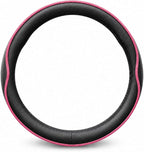 Car Steering Wheel Cover Full Surround - Soft Breathable Anti-Slip Heavyweight Safety Cover, Thick Cushioned Sports Style Universal Fit for Auto Truck SUV (Black/Pink)