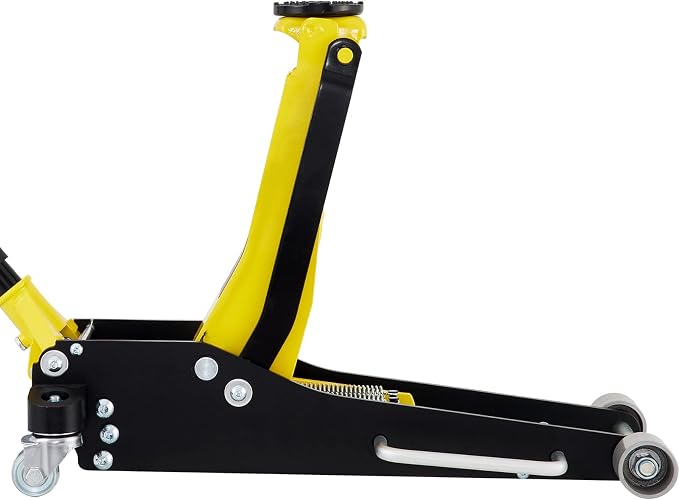 3 Ton Low Profile Aluminum & Steel Racing Floor Jack | Dual Pistons Quick Lift Pump, Sport Utility Vehicle, Lifting Range 3-6/11"-19-11/16", Yellow & Black