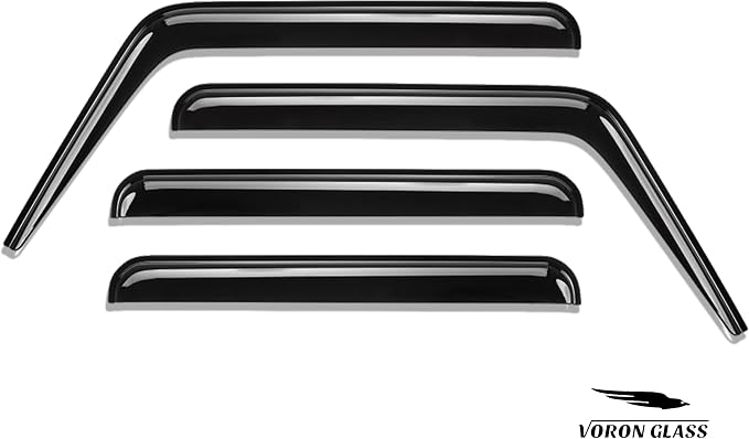 Voron Glass Tape-on Extra Durable Rain Guards for Jeep Wrangler 2007-2018, Window Deflectors, Vent Window Visors, 4 Pieces - 120040