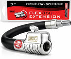 SKÖG Chuck Mates Flex360 7” Tire Inflator Hose Extension with Patented RatchetSeal Self-Locking Chuck – Compatible with Portable Tire Inflators (Open Flow)