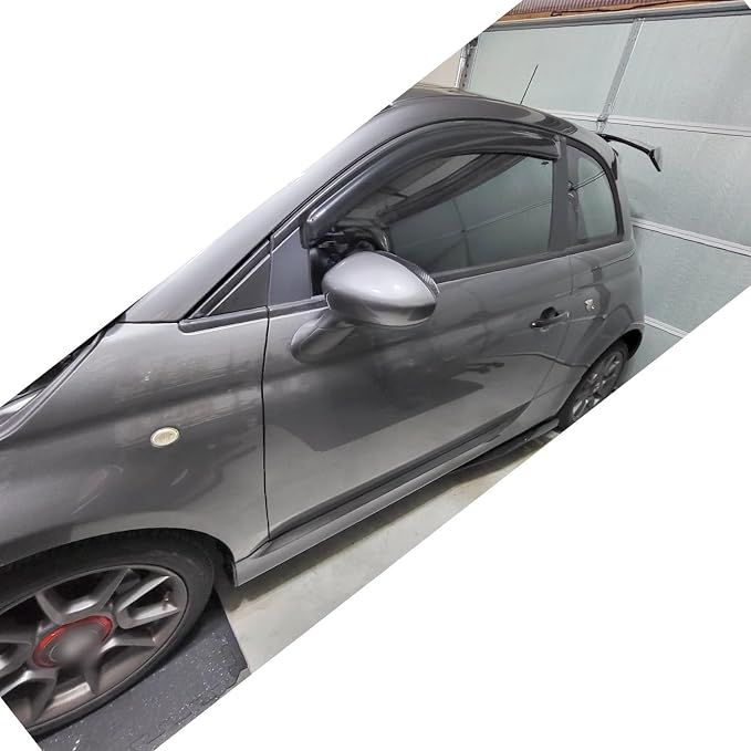 Rainproof Side Window Wind Deflectors for Fiat 500 2011-2019, Tape-on Sun Rain Guard Sets,Nice Looking Window Visors for Cars,Vent Deflector for Fiat 500 11-19 92385