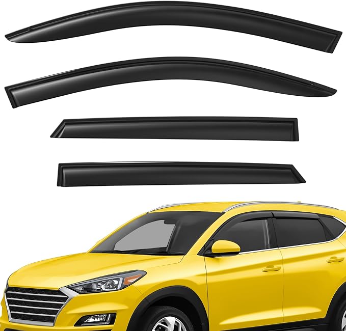 Extra Durable Window Deflectors Tape-On Window Visors Rain Guards Fit for Tucson 2016-2021, Sun Visors, Wind Vent for Shades, Exterior Car Accessories - 4pcs. AG0072
