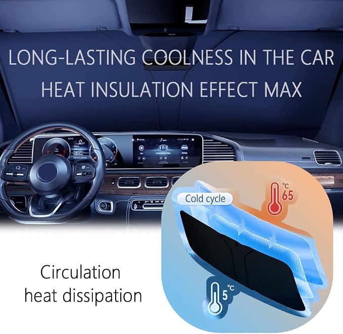 300T Thickened Sunshade for Car Windshield,Windshield Sun Shade for Blocking 99% Sunlight & Heat,Summer Cars Essentials Sun Cover for Car Windshields Fits Small Truck,SUV (XL: 63x33 inch)