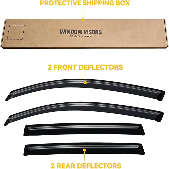 Rain Guards for 2014-2018 Subaru Forester, Out-Channel Window Visor Shields Vent Deflector Shade Wind Dark Smoke 2015 2016 2017, Tape-On Outside-Mount, 4PCS