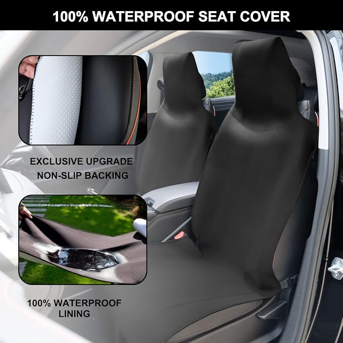Premium Waterproof Seat Cover Towel Protector Neoprene Universal Fit, Upgraded 100% Washable & Removable Non-Slip Sweat Carseat Towel Covers, Perfect for Gym/Yoga/Workout（Black,1PCS