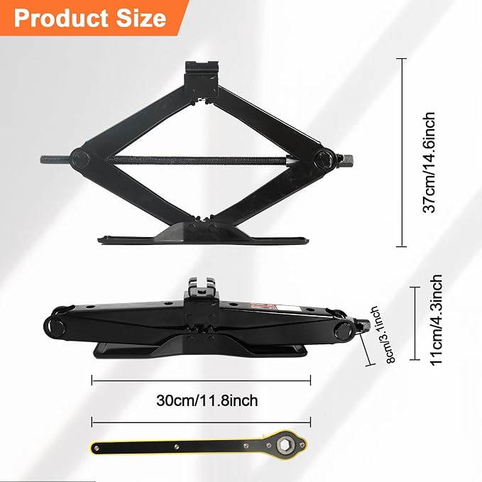 Scissor Car Lift Jack 2.5 Ton (5500Lbs) for Sedans, MPVs & SUVs, Compact Portable Cross Car Scissor Jack Kit 360 Degree Rotating Roadside Emergency Tool Tire Change with Ratchet Wrench Gloves (2.5T)
