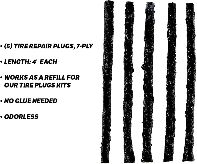 20252 Tire Repair Plugs Strings, ACT, Mowers, Wheelbarrows, 7-ply, 4in, 5 Count