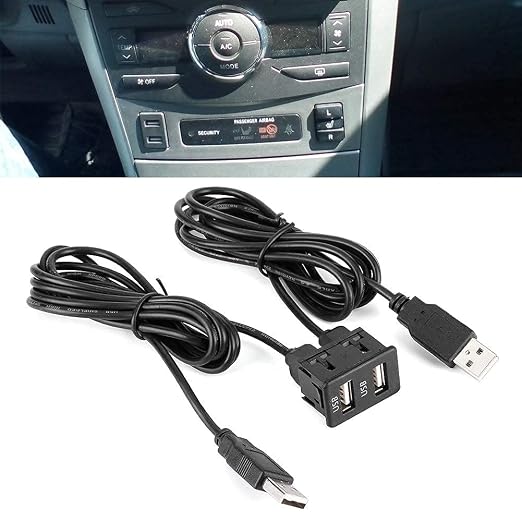 Dashboard Cable Adapter,1.5m USB Panel Extension Cable 2 Port Car Mount Flush Cord for Truck Boat