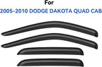 Window Visors Rain Guards Shield for 2005-2010 Dodge Dakota Quad Cab, Out-Channel Window Vent Wind Deflectors Visors Shades for 05-10 Dakota Crew Cab