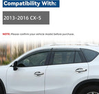 4pcs Smoke Tint with Chrome Trim Outside Mount Tape On/Clip On Style PVC Sun Rain Guard Vent Window Visors Compatible with 13-16 CX-5