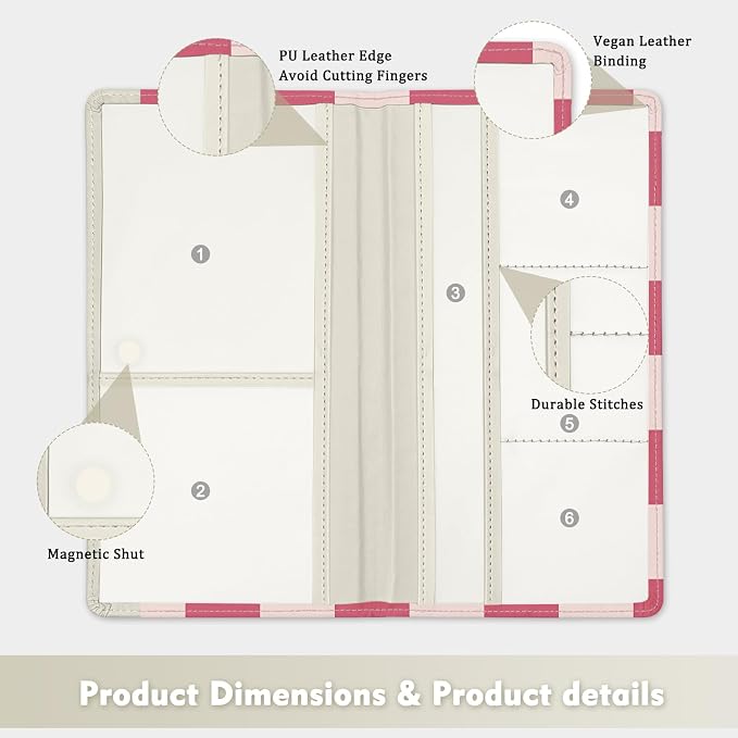 Car Registration and Insurance Holder, with Magnetic Closure for License, Cards and Documents, All Vehicle Needs and Car Accessories (Plaid-Pink)